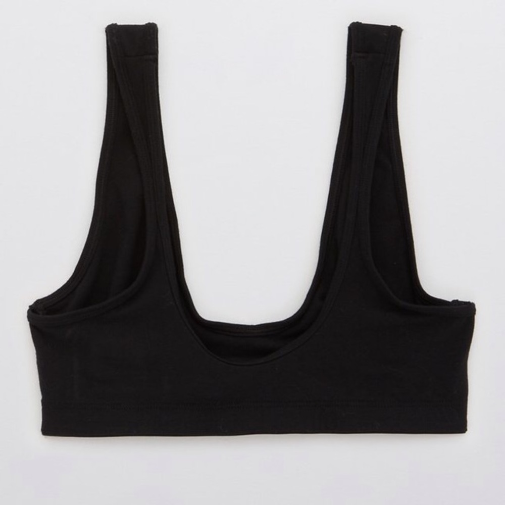 💎NWT AERIE BLACK COTTON SCOOP BRALETTE💎 - Picture 4 of 15